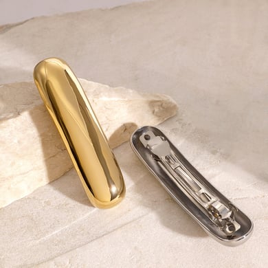 1 Paar Simple Series Einfache einfarbige Haarspangen aus Edelstahl mit 18 Karat Goldbeschichtung für Damen h5 Bild4