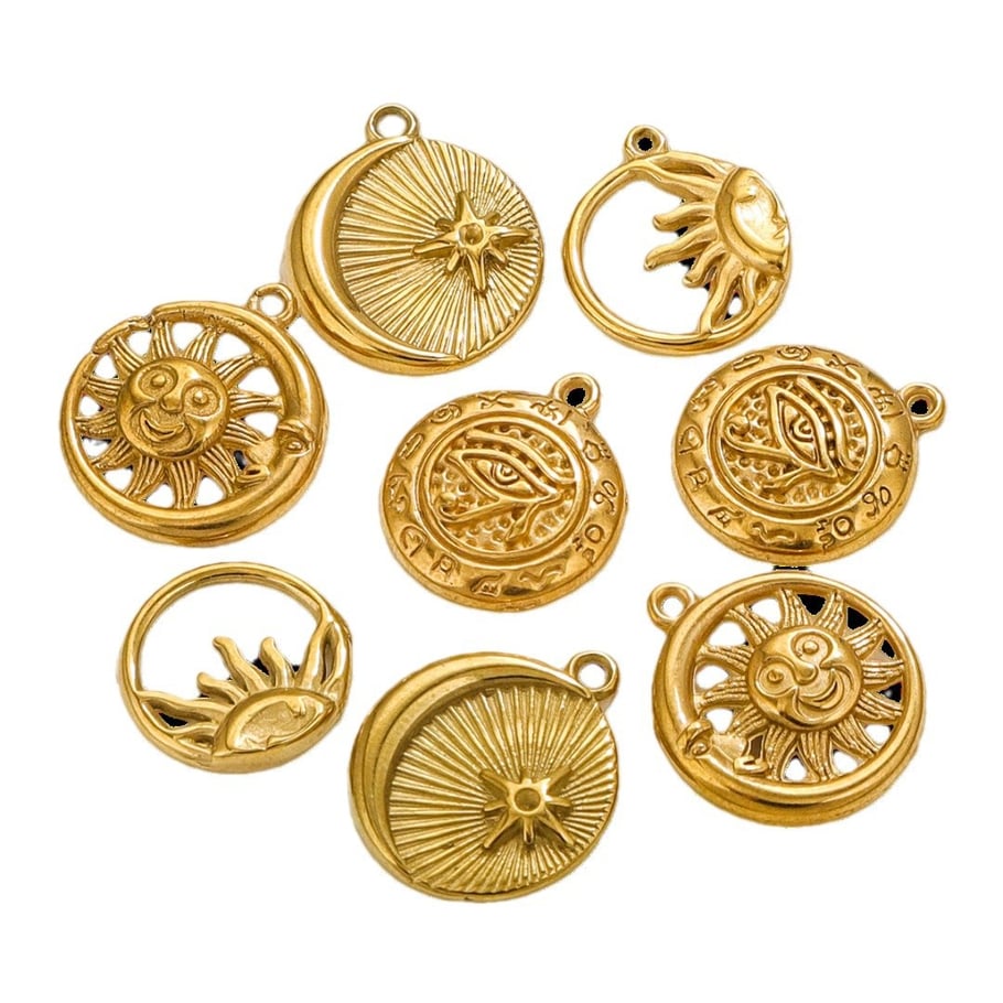 1 pair simple series retro sun/moon gold plated women pendants h5Picture6