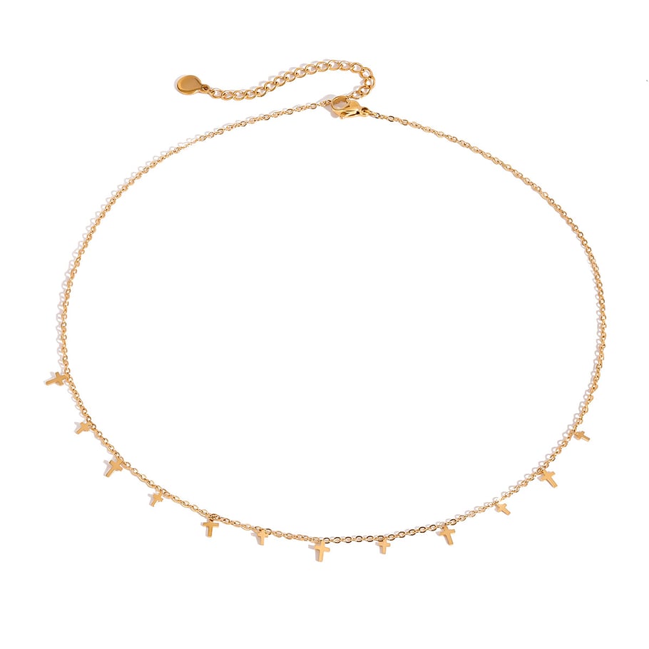 1 Piece Simple Series Daily Cross Stainless Steel 18K Gold Plated Women Pendant Necklaces Picture6