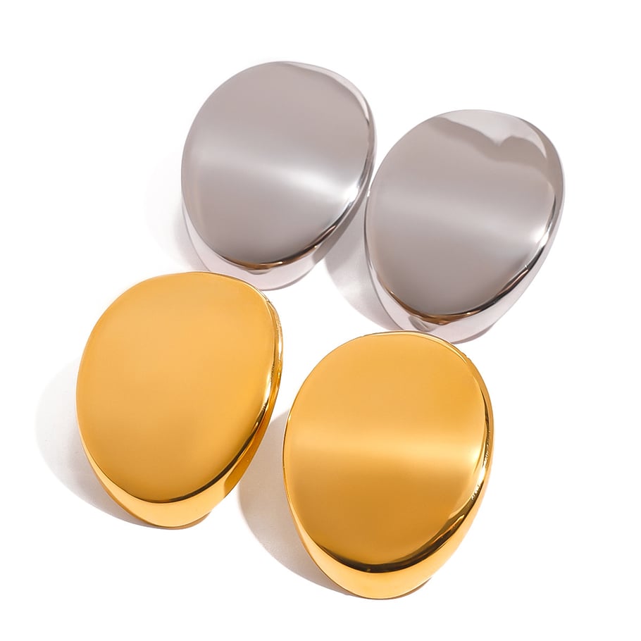 1 Pair Simple Series Simple Solid Color Stainless Steel 18K Gold Plated Women Stud Earrings Picture5