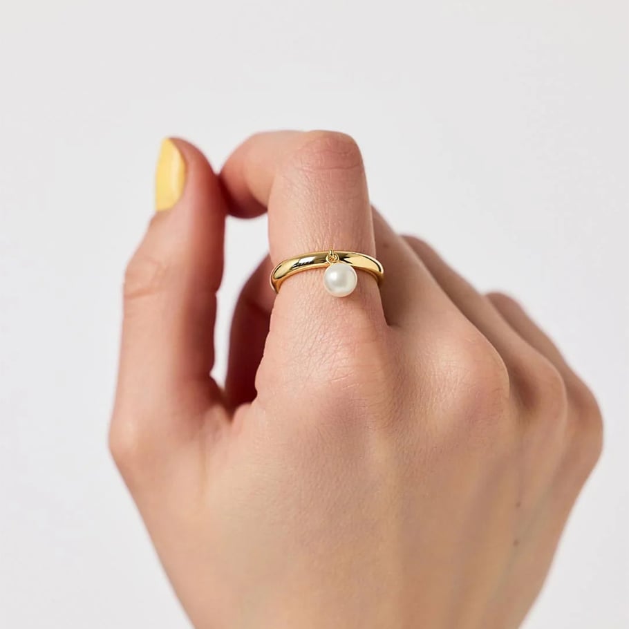 1 piece classic series retro elegant sphere all-match stainless steel gold color women's single rings h5Picture5