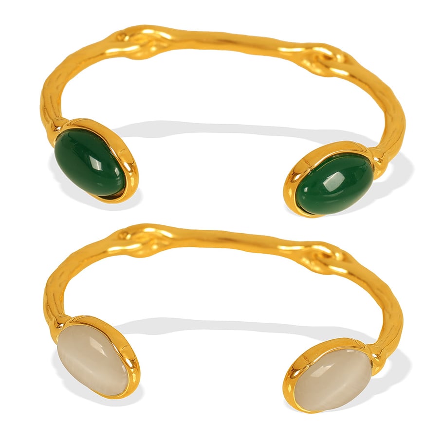 1 Piece Simple Series Simple Geometric Stainless Steel 18K Gold Plated Rhinestone Women Bangles Picture5