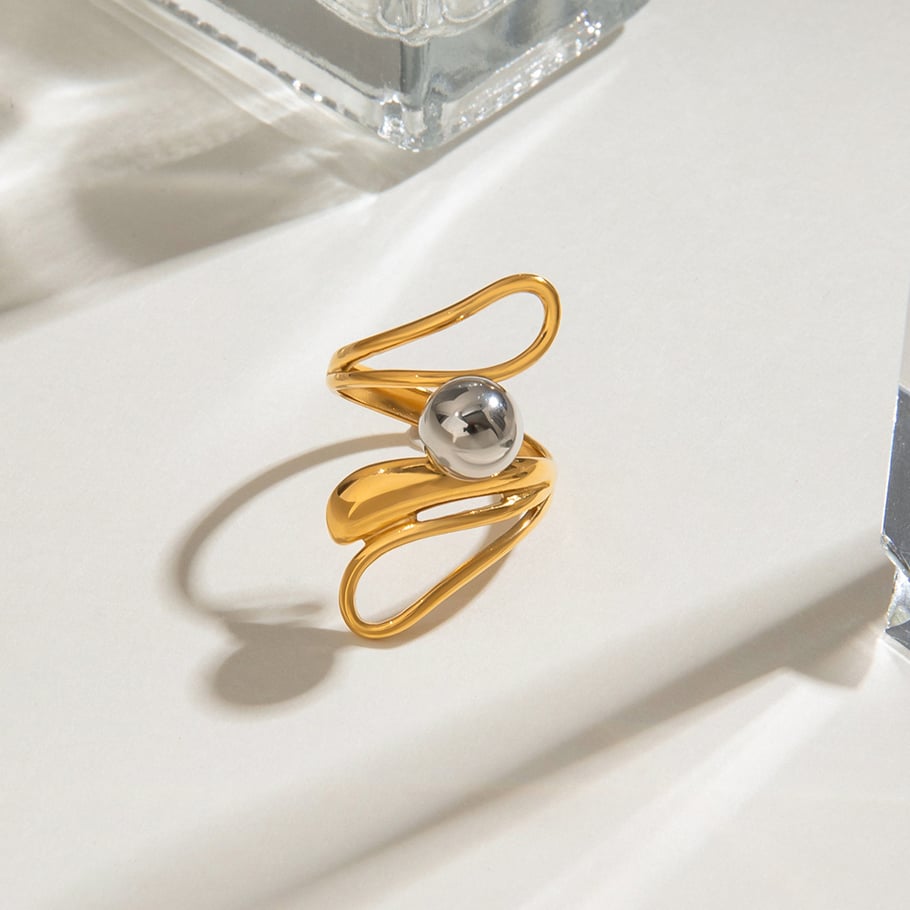 1 Piece Modern Series Fashionable Irregular Stainless Steel Gold Color Women's Single Rings Picture5