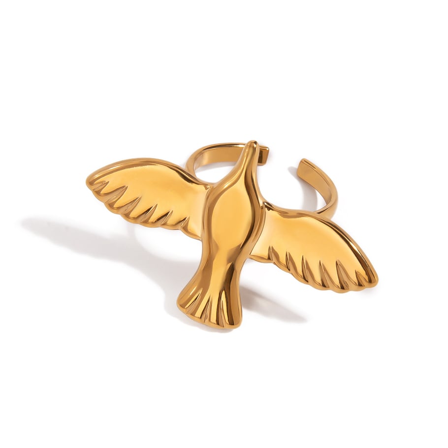 1 Pair Classic Series Natural Animal Stainless Steel 18K Gold Plated Women Adjustable Rings Picture8