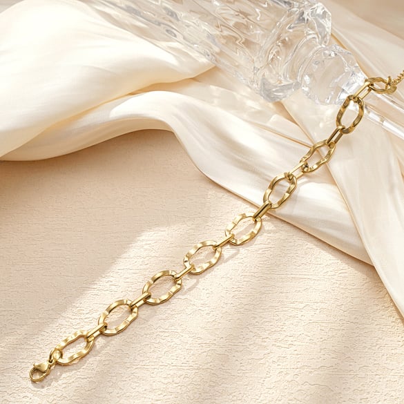 1 Piece Simple Series Elegant Geometric Titanium Steel   Gold Color  Women's Chain Bracelets 2