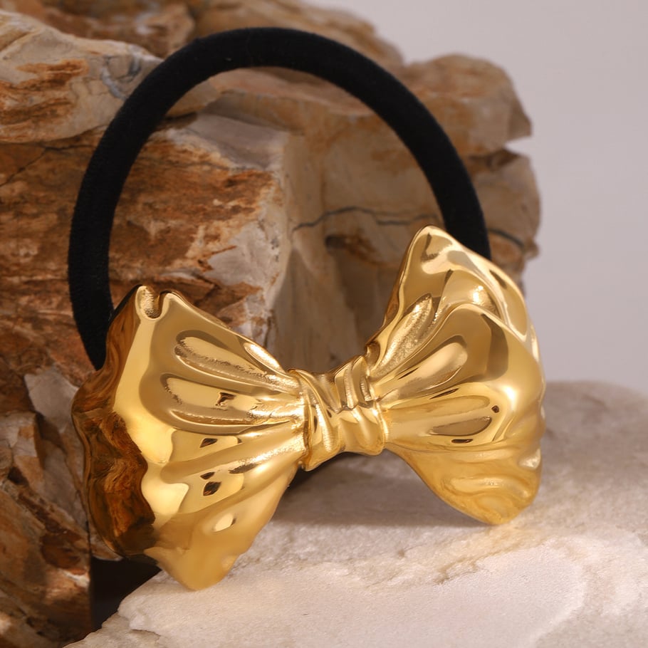 1 Paar Simple Series Retro Schleife Knoten Edelstahl 18K vergoldet Damen Haarbänder Bild3