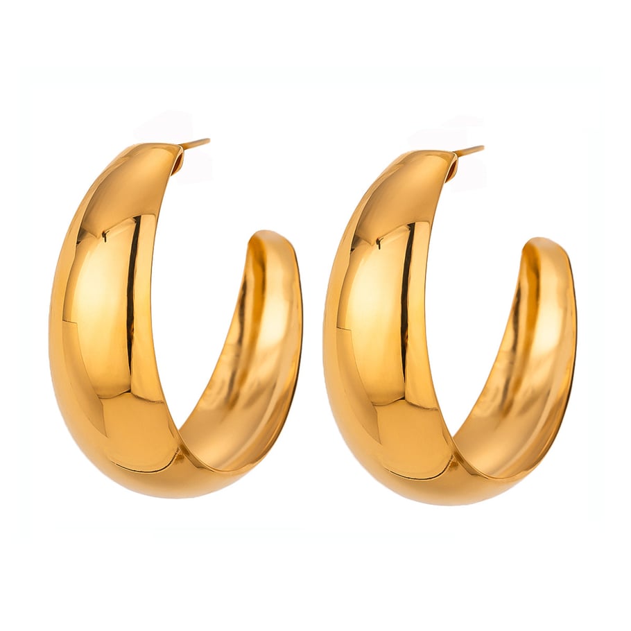 1 Paar einfache ringförmige Creolen aus Edelstahl der Simple-Serie, 18 Karat vergoldet, für Damen Bild6