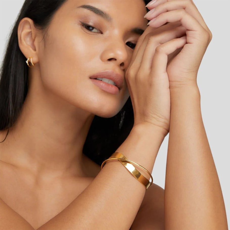 1 Piece Fascinating Series Solid Overlap Line Stainless Steel Gold Color Women's Bangles Picture7