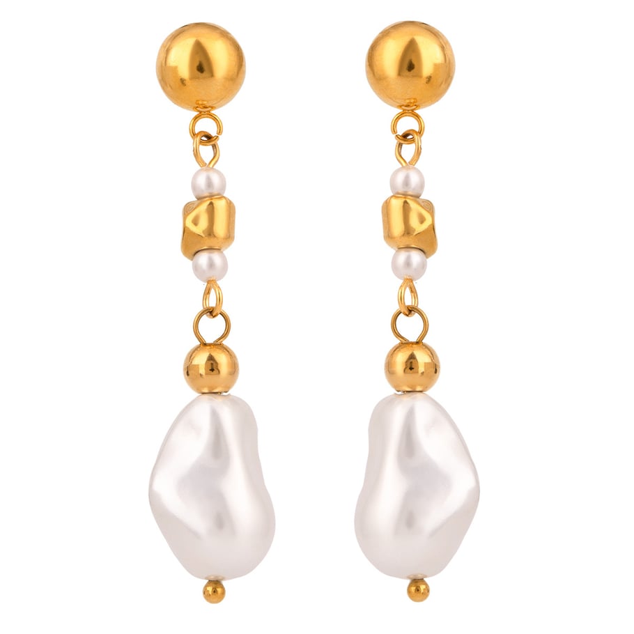 1 Pair Romantic Series Exquisite Irregular Stainless Steel Gold Color Women's Drop Earrings Picture8