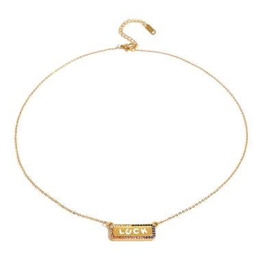1 Piece Simple Series Casual Letter Stainless Steel 18K Gold Plated Rhinestone Women Pendant necklaces h5 Picture5