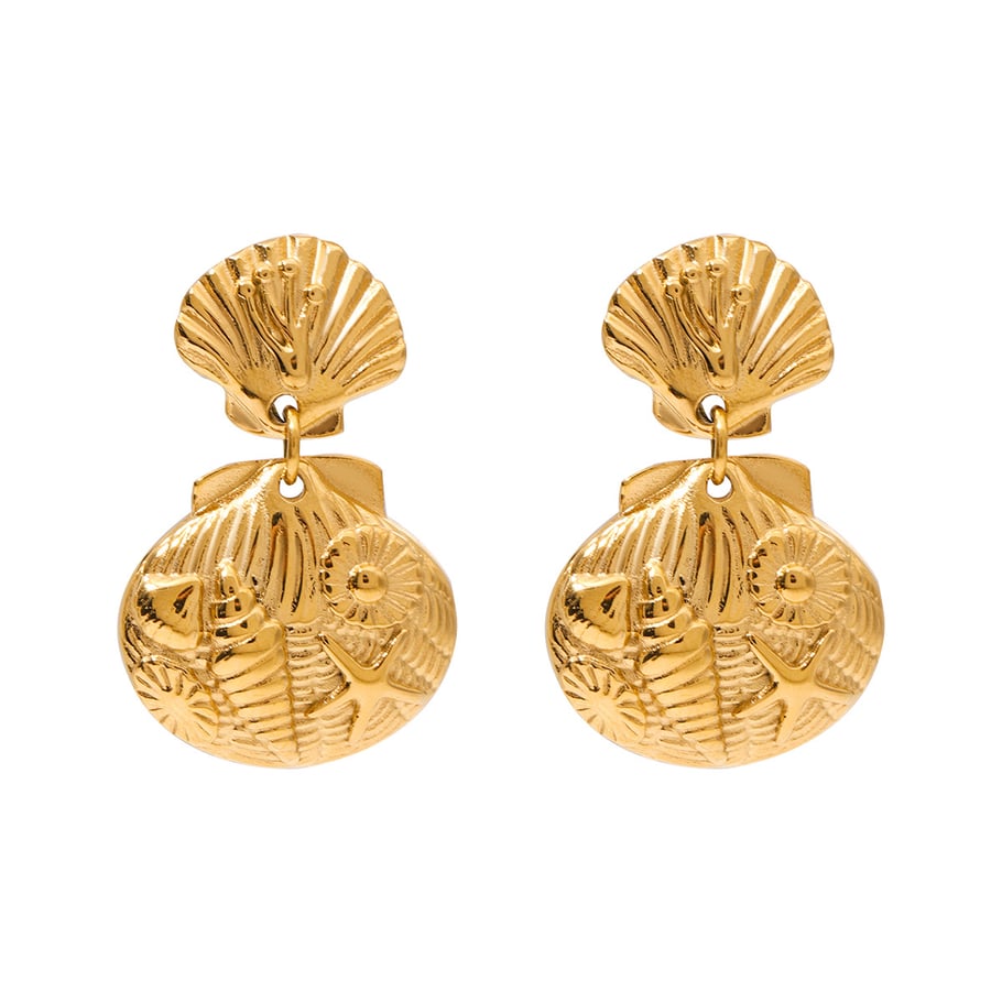 1 Pair Classic Series Retro Turtle Stainless Steel 18K Gold Plated Women Drop Earrings Picture4