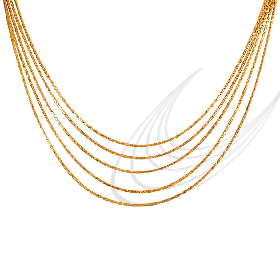 1 Piece Simple Series Simple Tassel Stainless Steel 18K Gold Plated Women Layered Necklaces Picture6