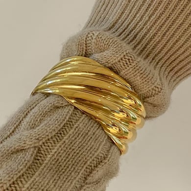 1 Piece Simple Series Retro Geometric Stainless Steel 18K Gold Plated Women Bangles h5 Picture4