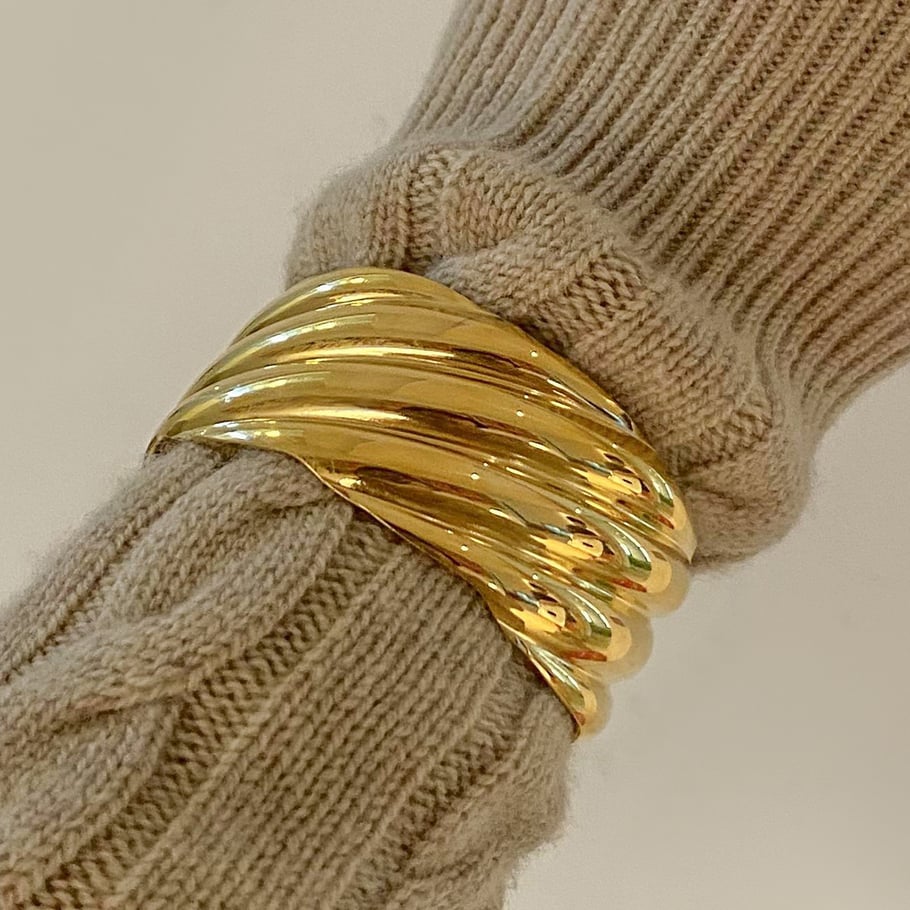 1 Piece Simple Series Retro Geometric Stainless Steel 18K Gold Plated Women Bangles Picture4