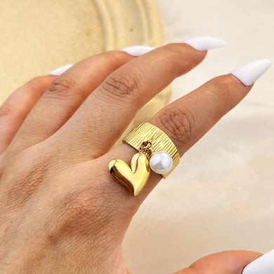 1 Piece Stylish Series Retro Heart Ripple Stainless Steel Women's Adjustable Rings h5 Picture4