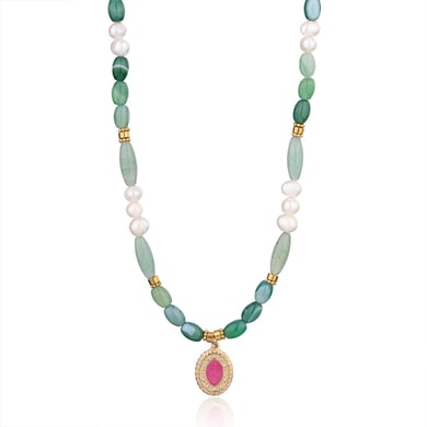 1 Piece Sophisticated Series Elegant Eye Stainless Steel Gold Color Green Crystal Women's Beaded Necklaces h5 Picture8