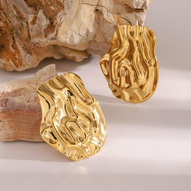 1 Pair Simple Series Retro Geometric Stainless Steel 18K Gold Plated Women Stud Earrings h5 Picture4