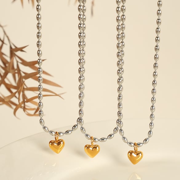 1 pezzo semplice serie cuore semplice acciaio inossidabile placcato oro 18K collane con ciondolo da donna