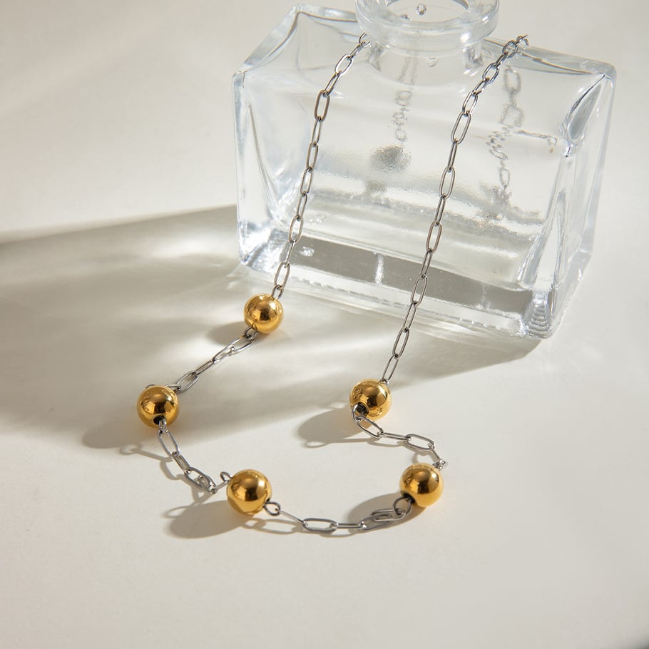 1 Stück Simple Series Casual Geometric Edelstahl 18 Karat vergoldet Damen Kettenhalsketten Bild3