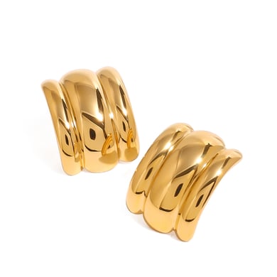 1 Paar Simple Series Einfache geometrische Ohrstecker aus Edelstahl mit 18 Karat Vergoldung für Damen h5 Bild5