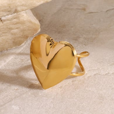 1 Paar Simple Series Sweet Heart Edelstahl 18 Karat vergoldete verstellbare Damenringe h5 Bild3