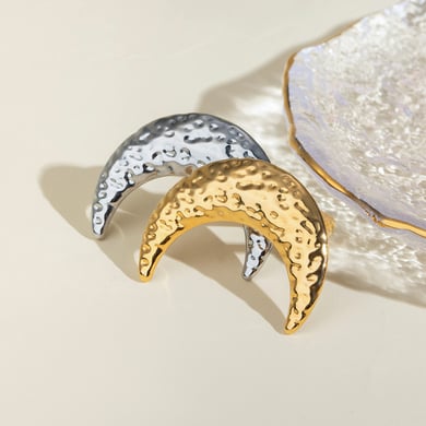 Anillos ajustables para mujer de acero inoxidable color dorado con diseño de luna clásica de serie simple de 1 pieza h5 Imagen7