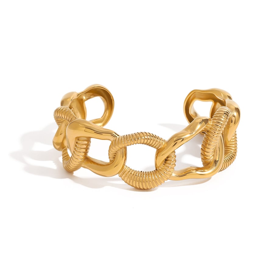 1 paio di braccialetti Jie Ding in acciaio inossidabile color oro da donna, braccialetti aperti di alta qualità in acciaio al titanio, gioielli da mano, braccialetti transfrontalieri Immagine6
