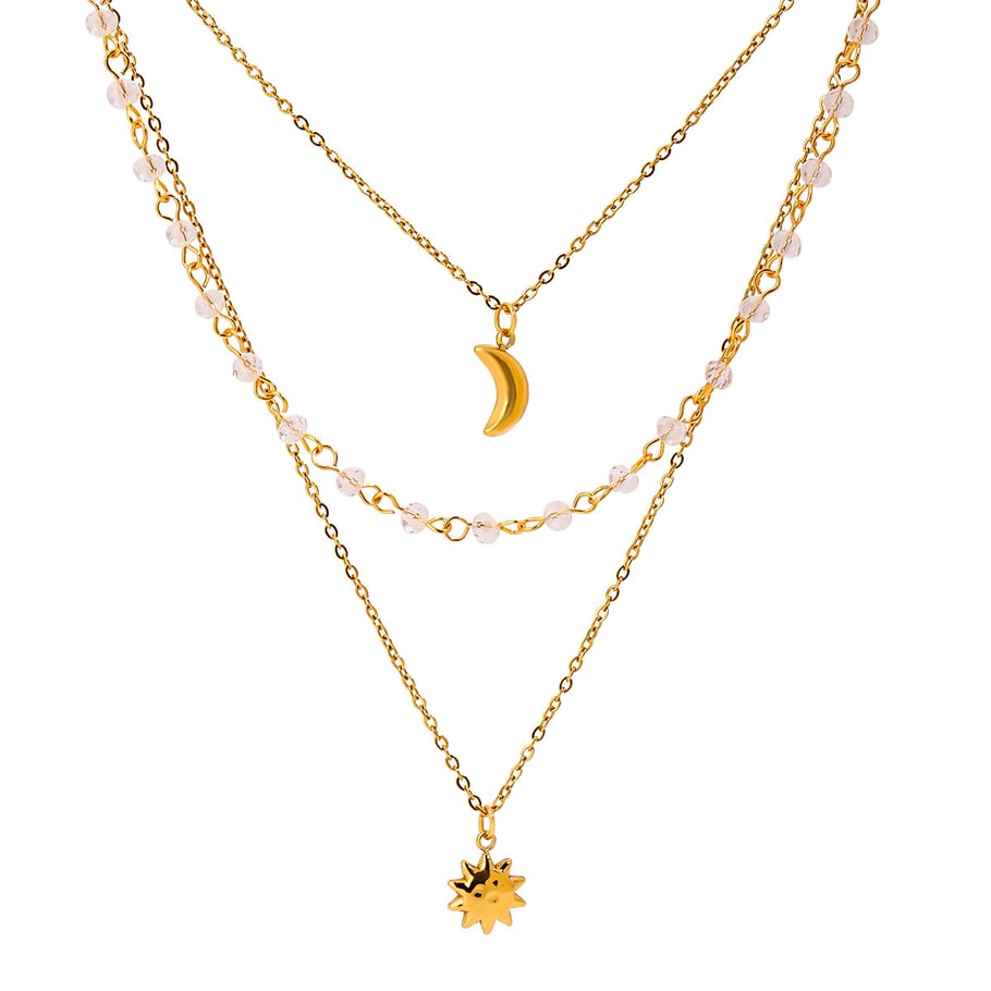 1 Stück Luxuriöse Serie Ins Style Star Edelstahl Gold Farbe Damen Layered Halsketten Bild7