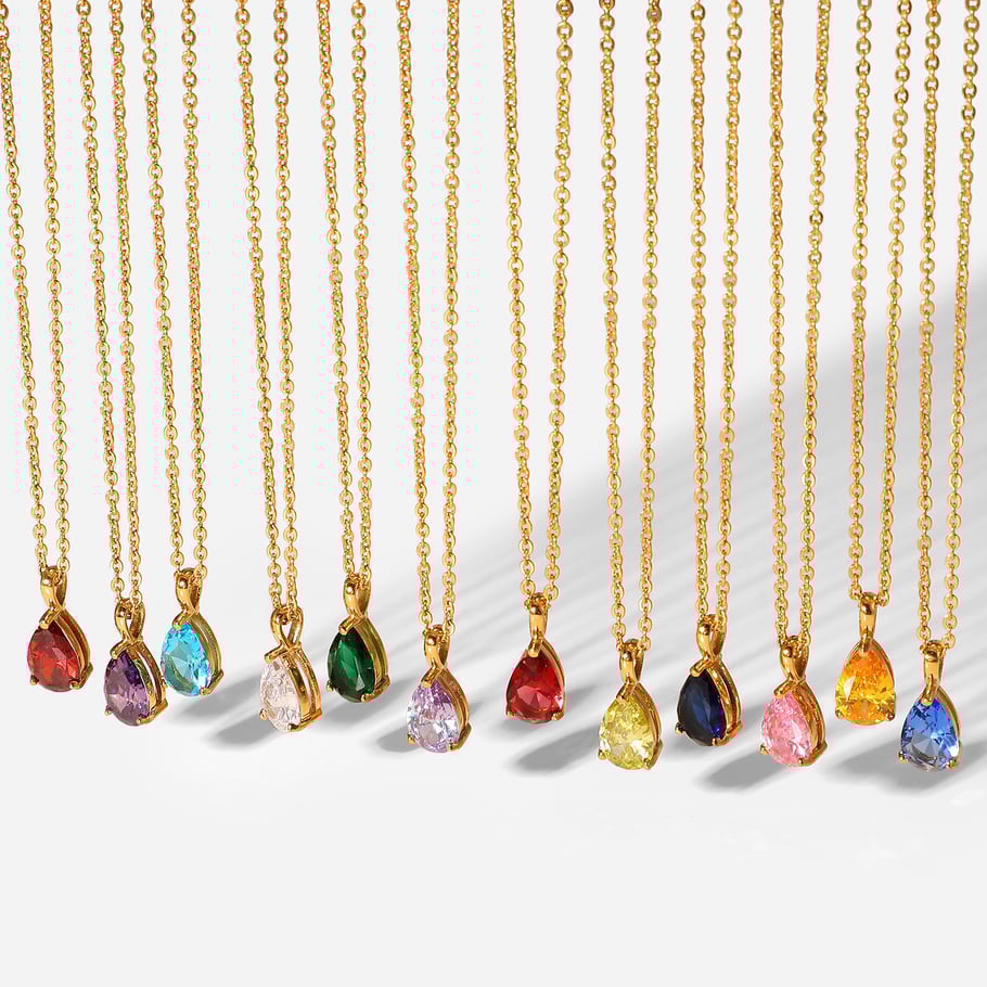 Collier pendentif géométrique en acier inoxydable plaqué or 18 carats avec incrustation de zircons pour femme, style simple, 12 mois Image4