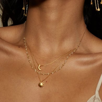 1 Stück Luxuriöse Serie Ins Style Star Edelstahl Gold Farbe Damen Layered Halsketten h5 Bild4