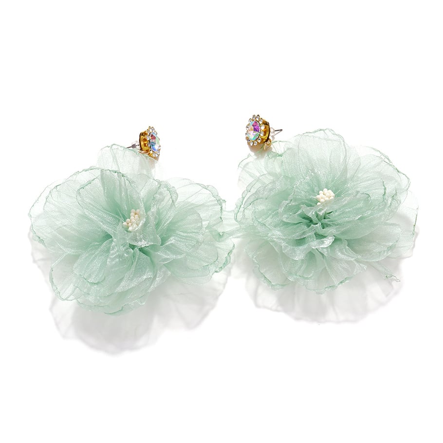 1 Pair Romantic Mesh Flower Earrings Picture3