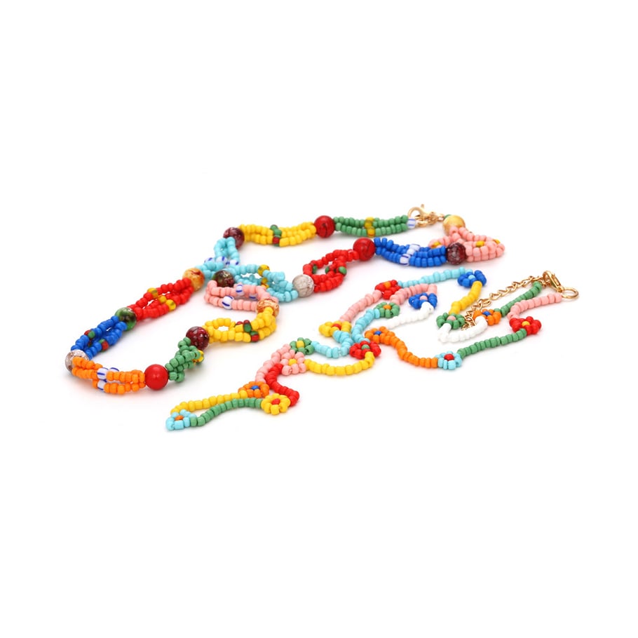 1 Piece Colorful Beads Flower Stacking Necklace Picture5