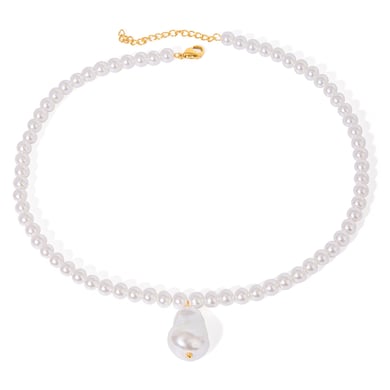 1 Stück Simple Series Retro Beads Edelstahl 18 Karat vergoldete Kunstperle Damen Anhänger Halsketten h5 Bild6