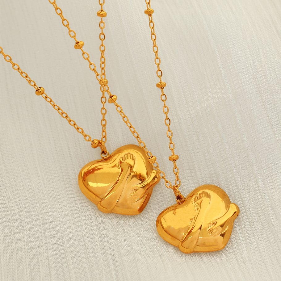 1 Piece Simple Series Retro Heart Titanium Steel 18K Gold Plated Women Pendant Necklaces Picture4