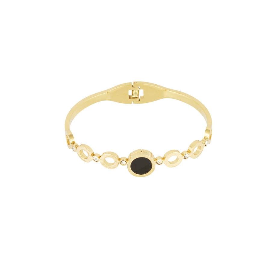 1 Piece Minimalist Series Classic Circle Roman Numerals Stainless Steel Gold Color Women's Bangles Picture5