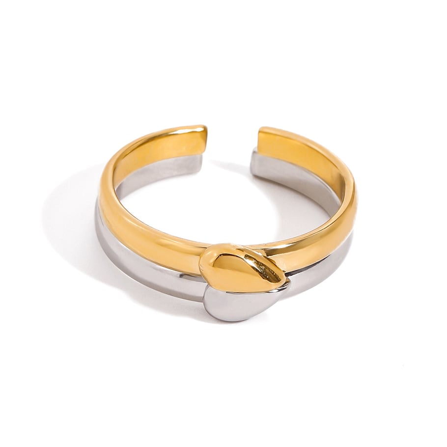 1 Pair Romantic Series Sweet Heart Stainless Steel Couple Gold and Silver Color Women's Adjustable Rings Picture10