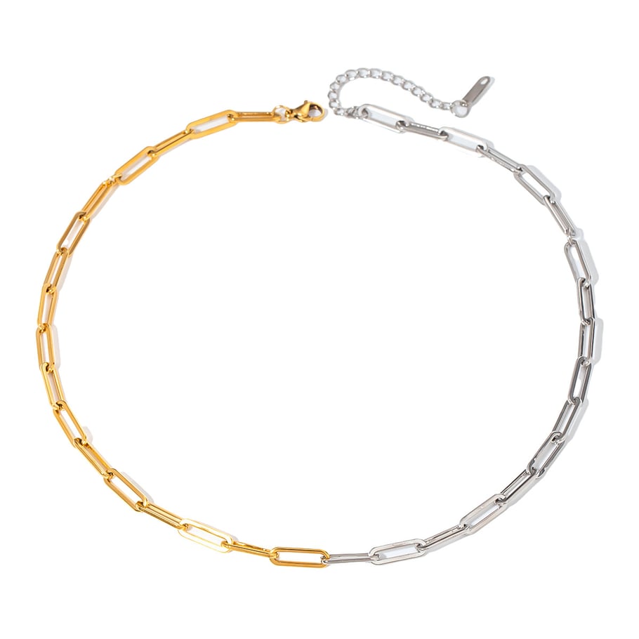 1 Stück Simple Series Einfache geometrische Edelstahl 18 Karat vergoldet Damen Kettenhalsketten Bild5