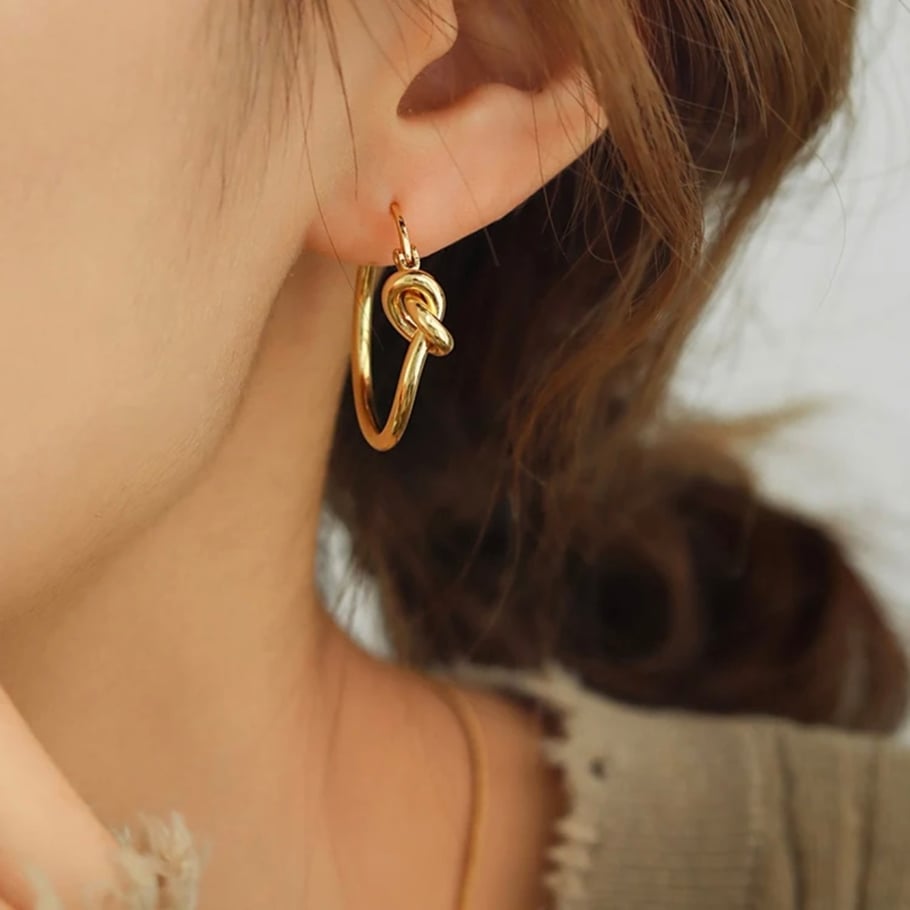 1 Pair Designable Style Chic Knot Shape Stainless Steel Gold Color Women's Stud Earrings Picture4