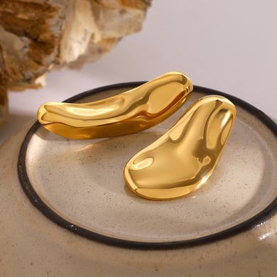 1 Paar Simple Series Einfache, einfarbige Ohrstecker aus Edelstahl mit 18 Karat Goldbeschichtung für Damen h5 Bild3