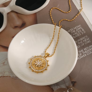 1 Piece Luxurious Series Eight-pointed Star Stainless Steel Gold Color Women's Pendant Necklaces h5 Picture5