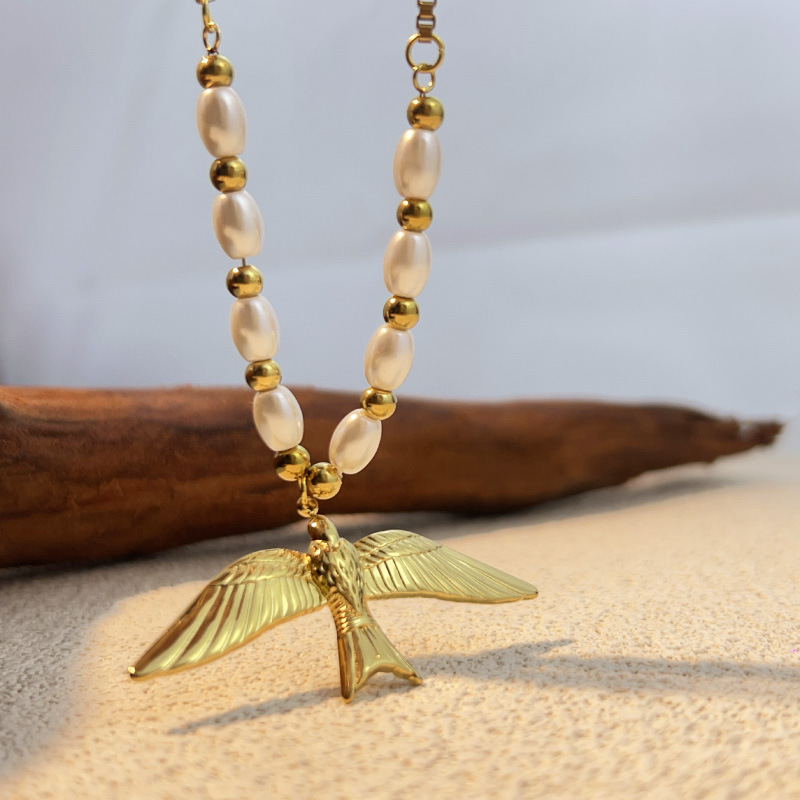 1 Piece Bird Stainless Steel Gold Color Women's Pendant Necklaces Picture6