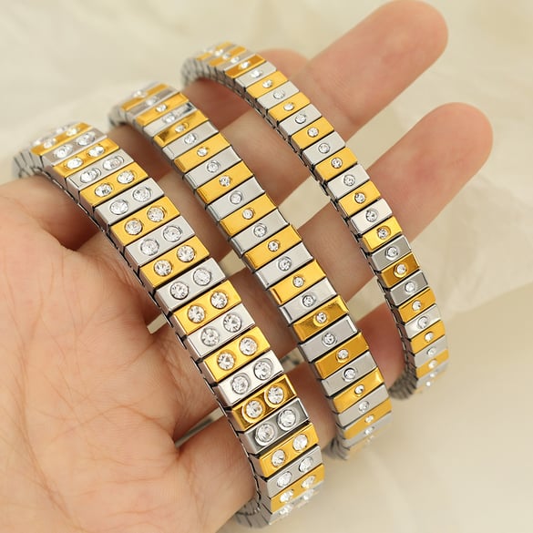 1 pezzo semplice serie punk patchwork acciaio inossidabile placcato oro 18 carati donne catena bracciali