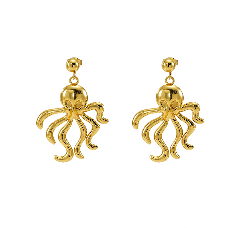 1 Pair Classic Turtle Stainless Steel 18K Gold Plated Women Drop Earrings Picture6