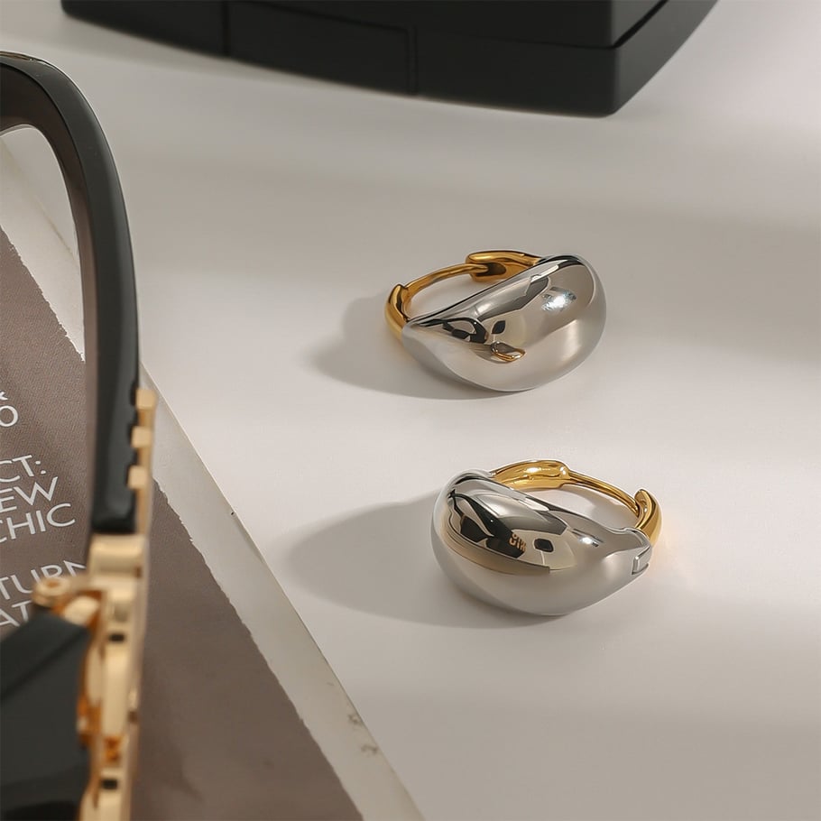 1 Paar romantische Serie lässig ringförmige Edelstahl 18 Karat vergoldet Frauen Creolen Bild5
