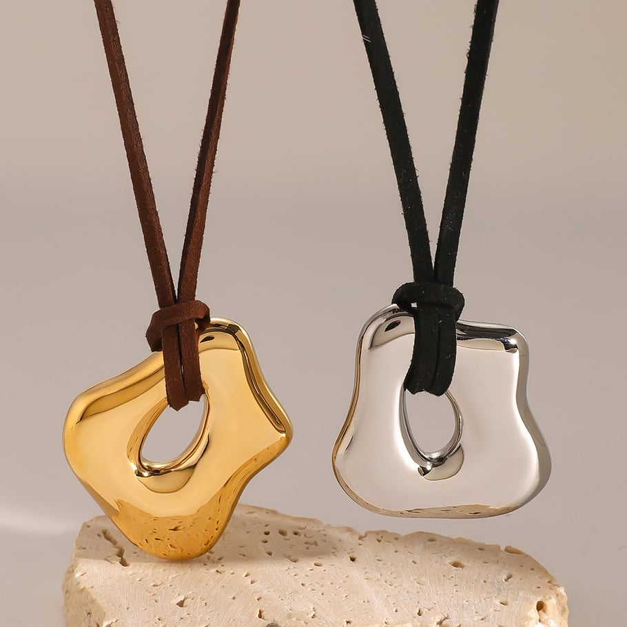1 Piece Simple Series Daily Solid Color Stainless Steel 18K Gold Plated Women Pendant necklaces Picture4