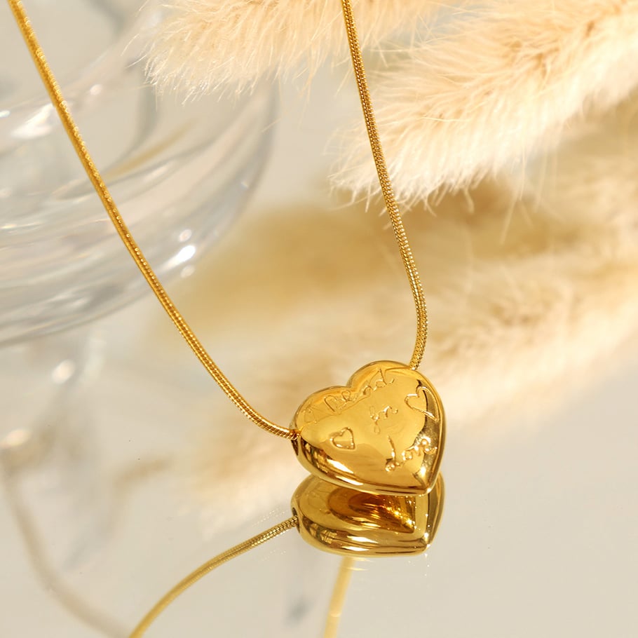 1 Piece Romantic Series Trendy Heart Shape Letter Stainless Steel Gold Color Women's Pendant Necklaces Picture4