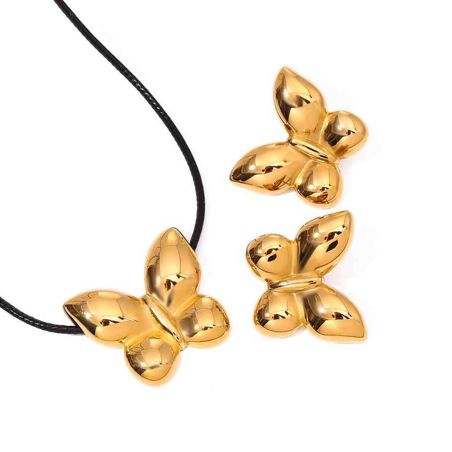 1 Pair Simple Series ins style Butterfly Stainless Steel 18K Gold Plated Women Earrings set Picture6