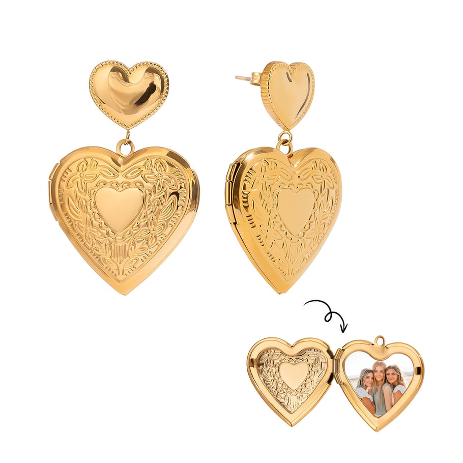 1 Pair Luxurious Series Elegant Sweet Heart Shape Stainless Steel Gold Color Women's DIY Drop Earrings Picture6