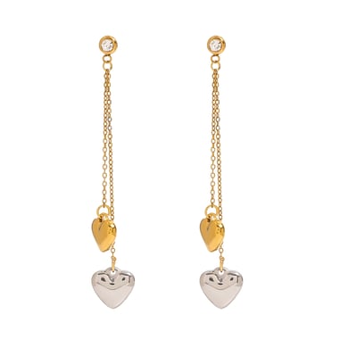 1 Pair Romantic Series Exquisite Heart Shape Tassels Stainless Steel Gold And Silver Mixed Color Women's Drop Earrings h5 Picture5