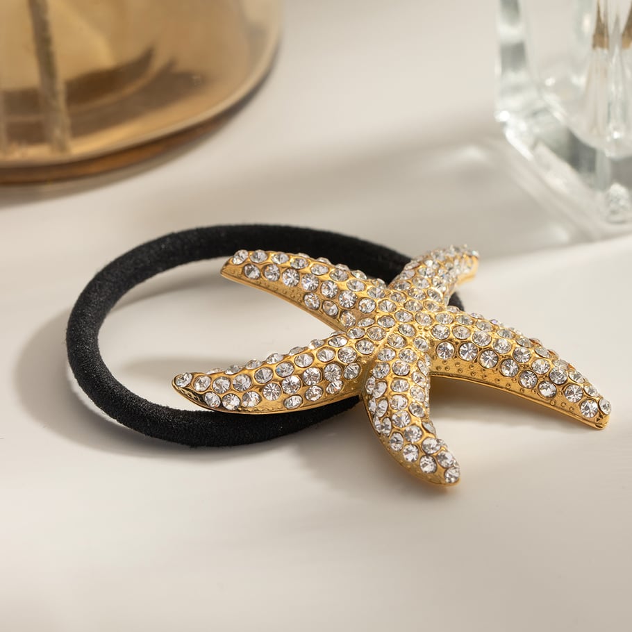 1 Paar Luxuriöse Serie Einfache Volltonfarbe Edelstahl 18K vergoldet Strass Damen Haarbänder Bild4